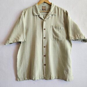 Tommy Bahama Silk Button Down Short Sleeved Shirt  Mens XL Light Green